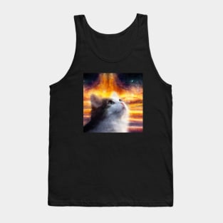 Cat looking at sunset Tank Top